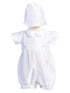 Lito Baby Boys White Poly Bengaline Romper Gown Christening Outfit 0-24 Months - SophiasStyle.com