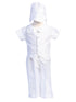 Lito Boys White Poly Bengaline Romper Gown Christening Outfit 3 Months-3T - SophiasStyle.com