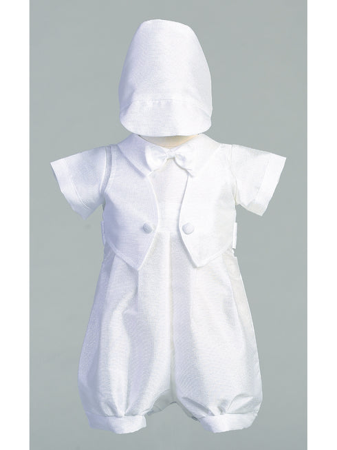 Lito Baby Boys White Poly Bengaline Romper Vest Christening Outfit 0-18 Months - SophiasStyle.com