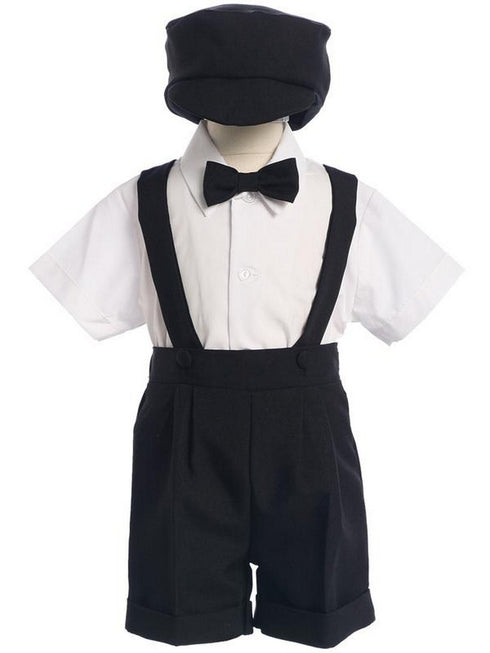 Lito Boys Multi Colors Bow Tie Hat Suspendered Short Shirt Set 0M-4T - SophiasStyle.com