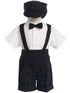 Lito Boys Multi Colors Bow Tie Hat Suspendered Short Shirt Set 0M-4T - SophiasStyle.com