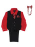 Lito Little Boys Red Shirt Zipper Tie Bow Tie Pinstripe Vest Pant Set 2T-7 - SophiasStyle.com