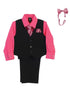 Lito Baby Boys Fuchsia Shirt Zipper Tie Bow Tie Pinstripe Vest Pant Set 6-24M - SophiasStyle.com