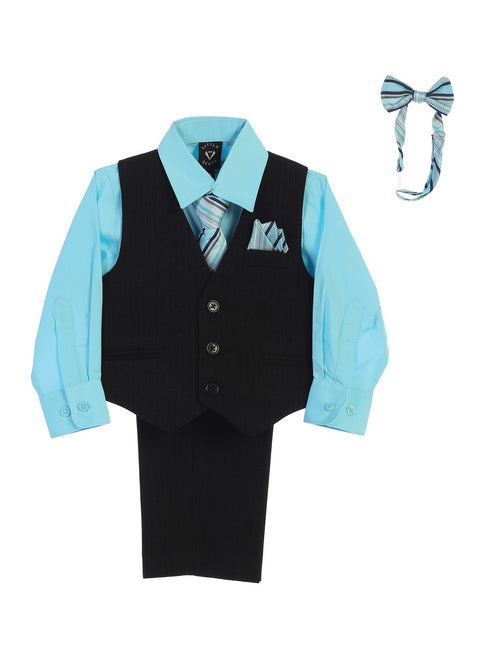 Lito Baby Boys Hawaiian Blue Shirt Zipper Tie Bow Tie Vest Pant Set 6-24M - SophiasStyle.com