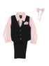 Lito Little Boys Pink Shirt Zipper Tie Bow Tie Pinstripe Vest Pant Set 2T-7 - SophiasStyle.com