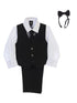 Lito Baby Boys White Shirt Zipper Tie Bow Tie Pinstripe Vest Pant Set 6-24M - SophiasStyle.com