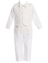 Lito Baby Boys White Jacquard Vest Pant Elegant Christening Outfit 3-24M - SophiasStyle.com