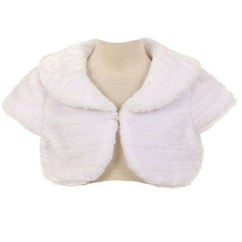The Rain Kids Little Girls White Pearl Button Stripe Short Sleeve Bolero 1-6 - SophiasStyle.com