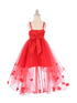 Little Girls Red 3D Flower Embedded High Low Tulle Flower Girl Dress 2-6 - SophiasStyle.com