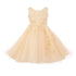 Big Girls Champagne Pearl Beaded Glitter Tulle Junior Bridesmaid Dress 8-12 - SophiasStyle.com