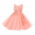 Little Girls Peach Pearl Beaded Glitter Tulle Flower Girl Dress 2-6 - SophiasStyle.com