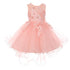 Big Girls Blush 3D Floral Appliques Hi-Low Tulle Junior Bridesmaid Dress 8-12 - SophiasStyle.com