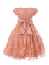 Little Girls Dusty Pink French Chantilly Lace T-Length Flower Girl Dress 2-6 - SophiasStyle.com