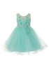 Big Girls Aqua 3D Floral Sequin Wired Tulle Skirt Junior Bridesmaid Dress 8-12 - SophiasStyle.com