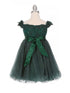 Little Girls Hunter Green Floral Sequin Off Shoulder Flower Girl Dress 2-6 - SophiasStyle.com