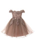 Girls Multi Color 3D Floral Tulle Off Shoulder Junior Bridesmaid Dress 2-12 - SophiasStyle.com