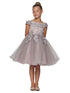 Girls Multi Color 3D Floral Tulle Off Shoulder Junior Bridesmaid Dress 2-12 - SophiasStyle.com