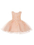 Baby Girls Multi Color Pearl Beaded 3D Floral Applique Flower Girl Dress 3-24M - SophiasStyle.com