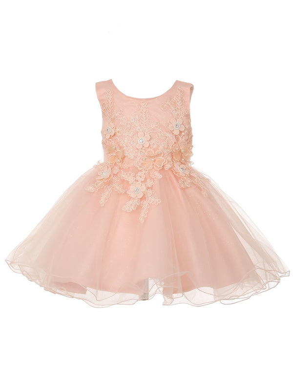 Baby Girls Floral Applique Lace Tulle Flower Girl Dress, Sizes 3-24 Months - SophiasStyle.com