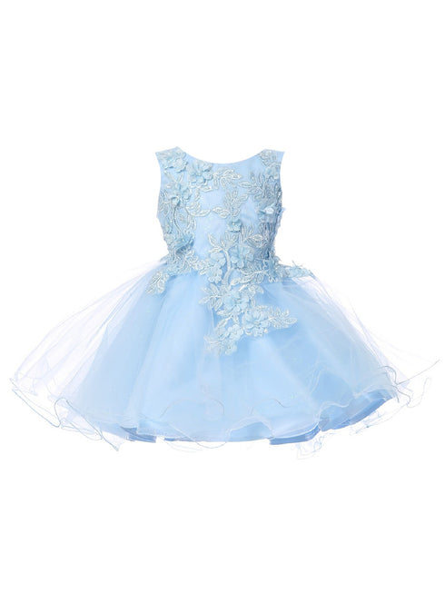 Cinderella Couture Baby Girls Blue 3D Floral Lace Flower Girl Dress 6-24M - SophiasStyle.com
