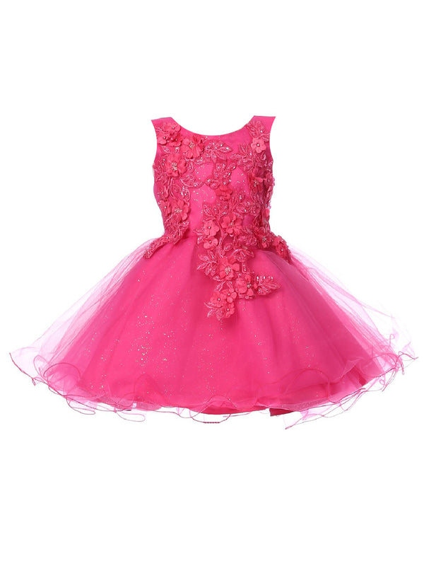 Cinderella Couture Baby Girls Fuchsia 3D Floral Lace Flower Girl Dress 6-24M - SophiasStyle.com