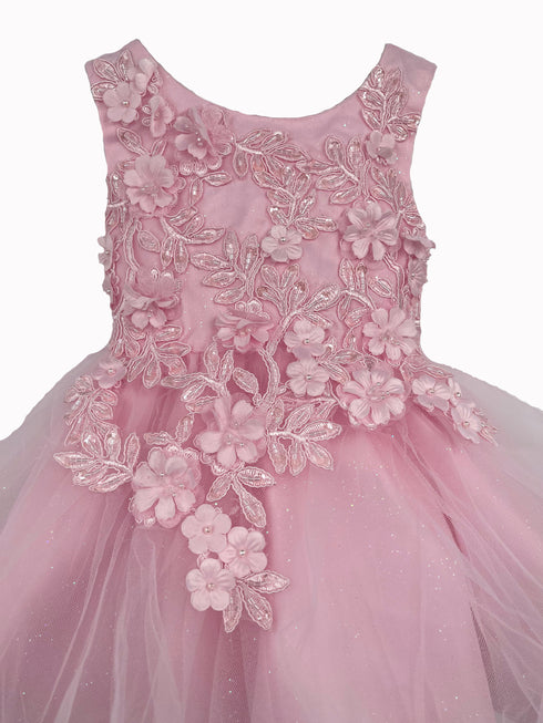 Cinderella Couture Baby Girls Pink 3D Floral Lace Flower Girl Dress 6-24M - SophiasStyle.com