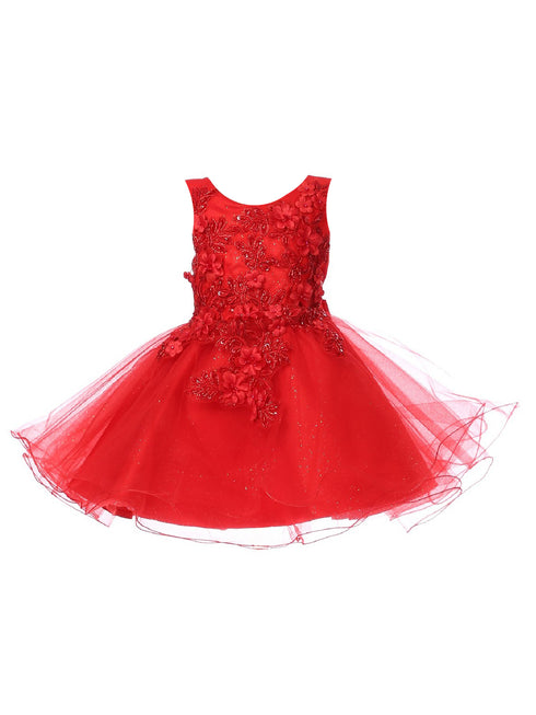 Cinderella Couture Baby Girls Red 3D Floral Lace Flower Girl Dress 6-24M - SophiasStyle.com