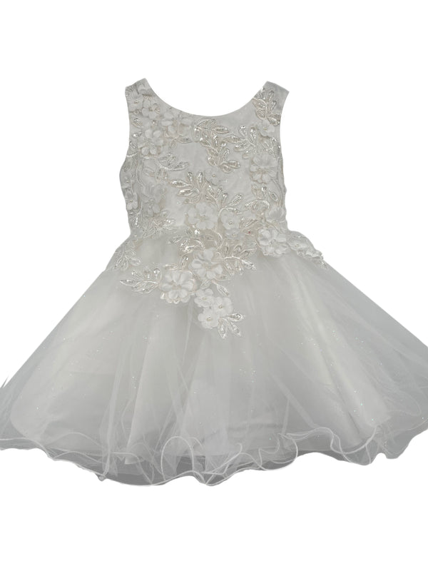 Cinderella Couture Baby Girls White 3D Floral Lace Flower Girl Dress 6-24M - SophiasStyle.com