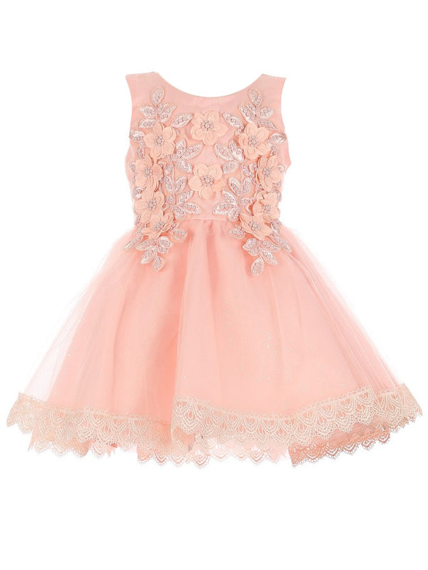 Cinderella Couture Baby Girls Blush 3D Floral Lace Hem Flower Girl Dress 6-24M - SophiasStyle.com