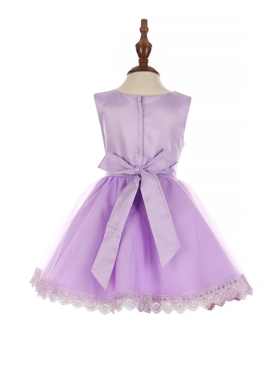 Baby Girls Lilac 3D Floral Lace Hem Flower Girl Dress 624M