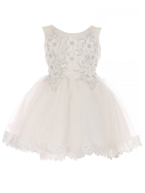 Cinderella Couture Baby Girls White 3D Floral Lace Hem Flower Girl Dress 6-24M - SophiasStyle.com
