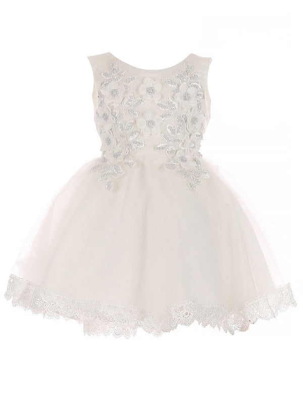 Cinderella Couture Baby Girls White 3D Floral Lace Hem Flower Girl Dress 6-24M - SophiasStyle.com