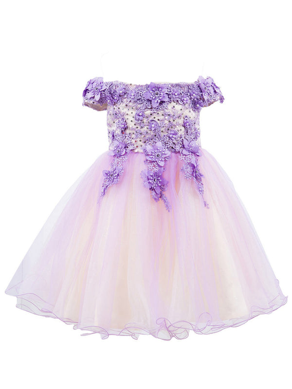 Lala and Erina by Cinderella Couture 3D Flower Lace Two-Tone Dress with Glitter Tulle Skirt, Sizes 2-12 - SophiasStyle.com