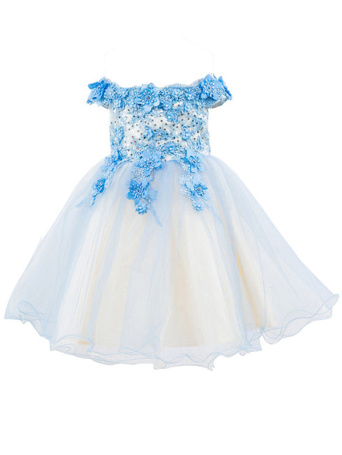 Lala and Erina by Cinderella Couture 3D Flower Lace Two-Tone Dress with Glitter Tulle Skirt, Sizes 2-12 - SophiasStyle.com