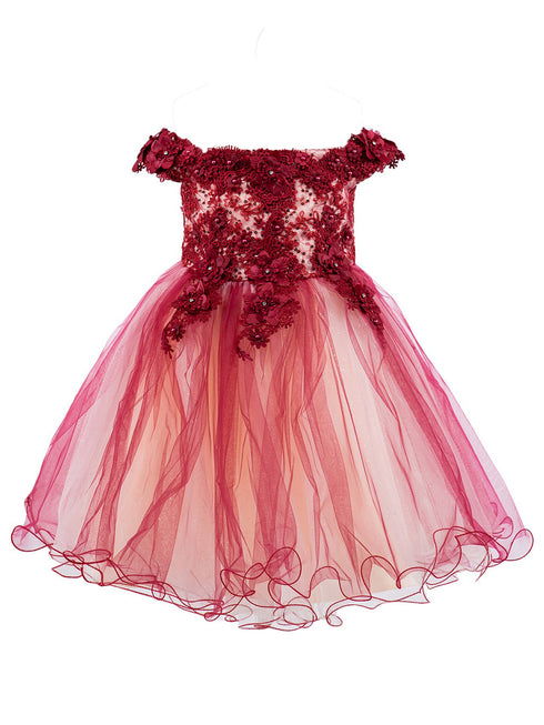 Lala and Erina by Cinderella Couture 3D Flower Lace Two-Tone Dress with Glitter Tulle Skirt, Sizes 2-12 - SophiasStyle.com