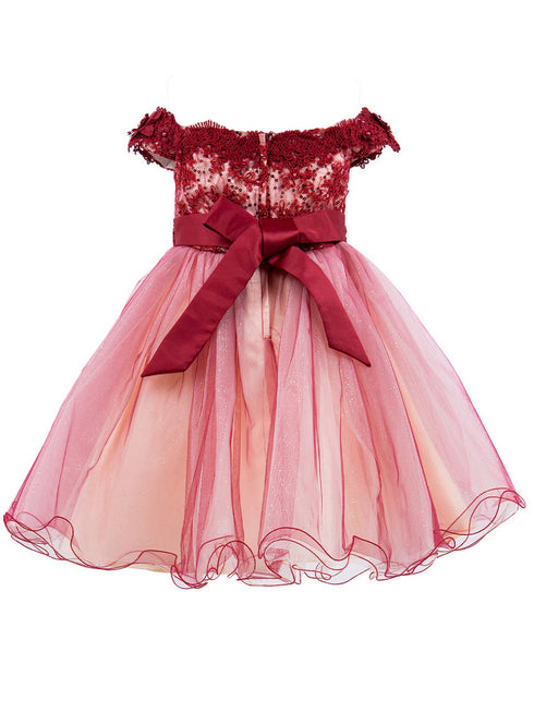 Lala and Erina by Cinderella Couture 3D Flower Lace Two-Tone Dress with Glitter Tulle Skirt, Sizes 2-12 - SophiasStyle.com