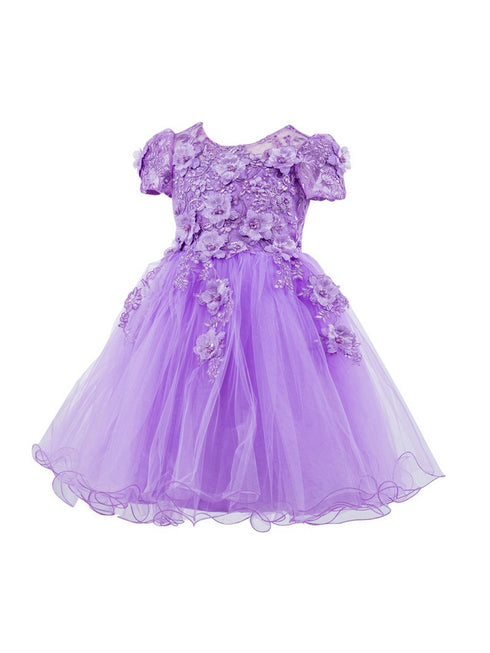 Lala And Erina Big Girls Multi Color Cape Sleeve 3D Junior Bridesmaid Dress 2-12 - SophiasStyle.com