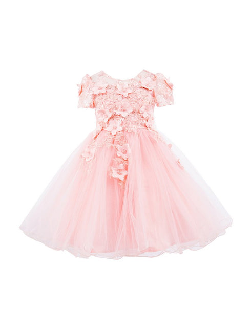 Lala And Erina Big Girls Multi Color Cape Sleeve 3D Junior Bridesmaid Dress 2-12 - SophiasStyle.com