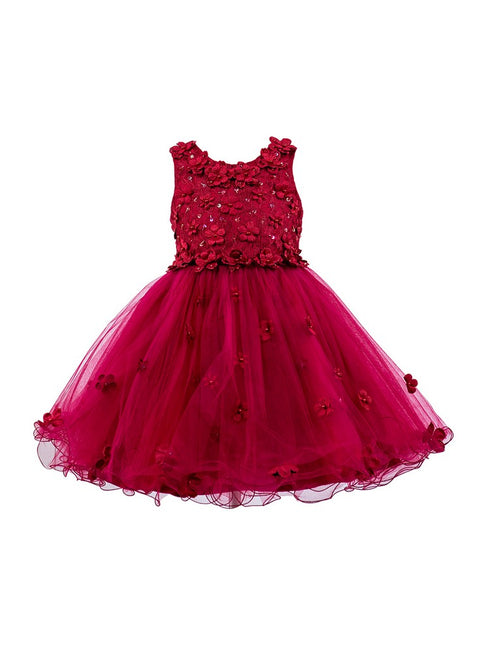 Lala And Erina Big Girls Multi Color 3D Flower Embedded Tulle Dress 2-12 - SophiasStyle.com