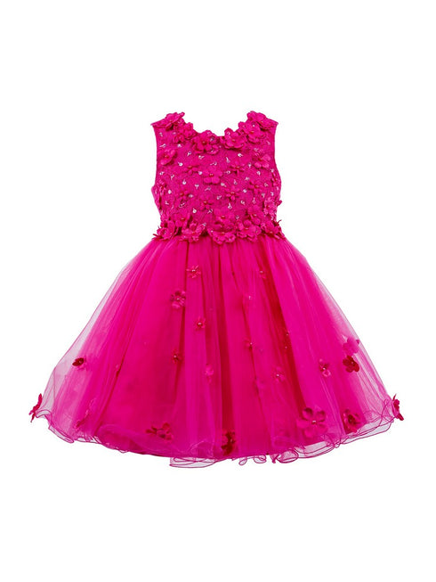 Lala And Erina Big Girls Multi Color 3D Flower Embedded Tulle Dress 2-12 - SophiasStyle.com