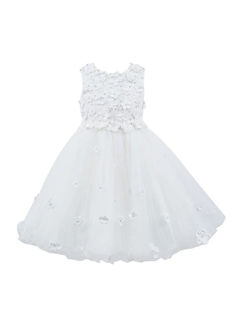 Lala And Erina Big Girls Multi Color 3D Flower Embedded Tulle Dress 2-12 - SophiasStyle.com