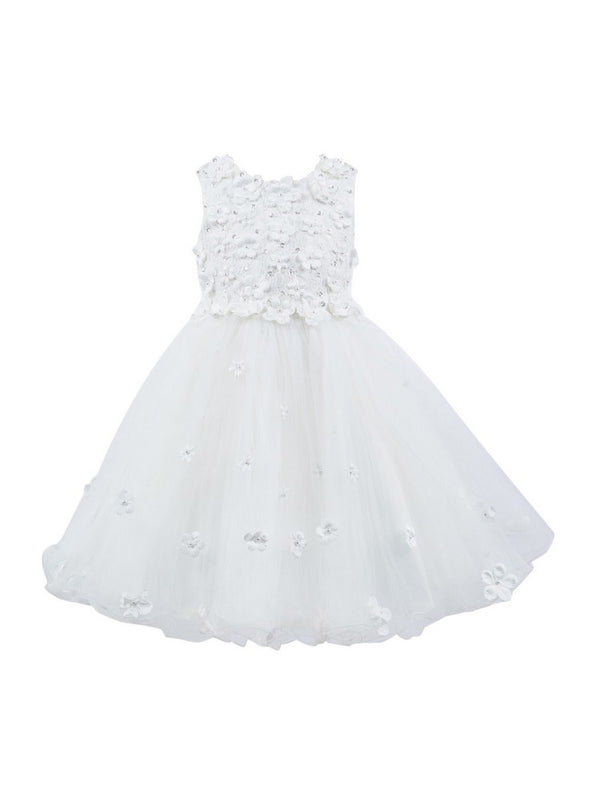 Lala And Erina Big Girls Multi Color 3D Flower Embedded Tulle Dress 2-12 - SophiasStyle.com