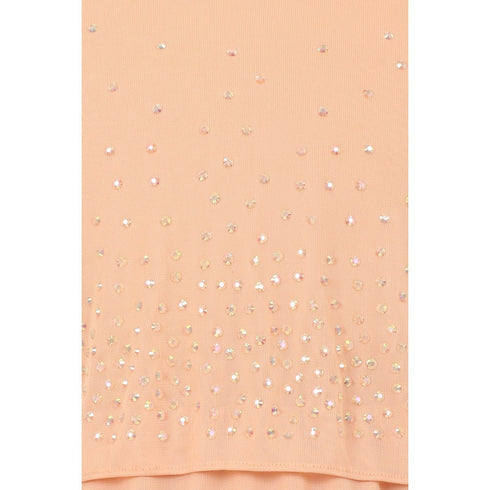 Big Girls Peach Rhinestone Adorned Chiffon Hi-Lo Junior Bridesmaid Dress 12 - SophiasStyle.com