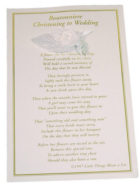 Little Things Mean A Lot Boys White Christening Wedding Boutonniere - SophiasStyle.com