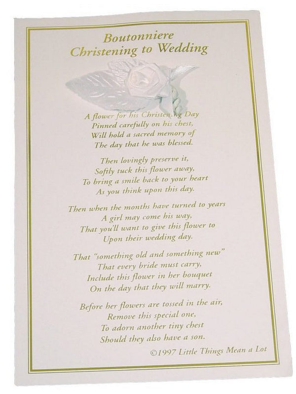 Little Things Mean A Lot Boys White Christening Wedding Boutonniere - SophiasStyle.com