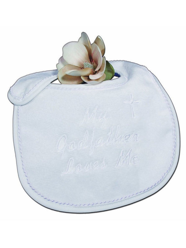 Little Things Mean A Lot White My Godfather Loves Me Bib - SophiasStyle.com