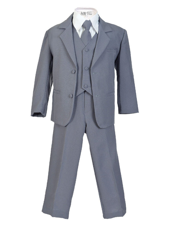 Little Things Mean A Lot Little Boys Gray 5 Pcs Special Occasion Suit 2T-7 - SophiasStyle.com
