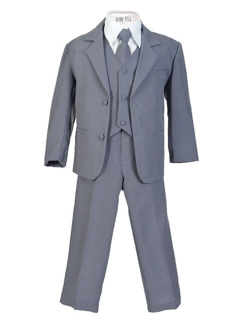 Little Things Mean A Lot Little Boys Gray 5 Pcs Special Occasion Suit 2T-7 - SophiasStyle.com
