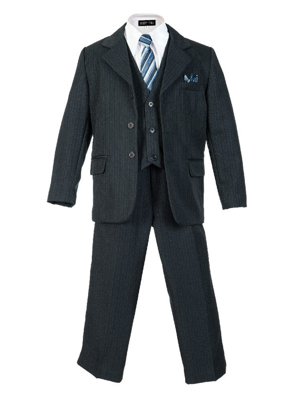 Little Things Mean A Lot Boys Multi Color 5 Pcs Pinstripe Suit 2T-20 - SophiasStyle.com