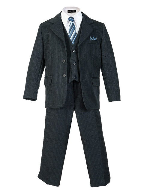 Little Things Mean A Lot Boys Multi Color 5 Pcs Pinstripe Suit 2T-20 - SophiasStyle.com